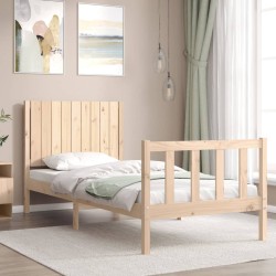 vidaXL Massivholzbett mit Kopfteil 90x200 cm