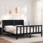 vidaXL Massivholzbett mit Kopfteil Schwarz 160x200 cm vidaXL Massivholzbett mit Kopfteil Schwarz 160x200 cm