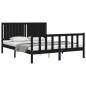 vidaXL Massivholzbett mit Kopfteil Schwarz 160x200 cm vidaXL Massivholzbett mit Kopfteil Schwarz 160x200 cm