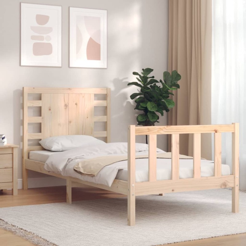 vidaXL Massivholzbett mit Kopfteil vidaXL Massivholzbett mit Kopfteil