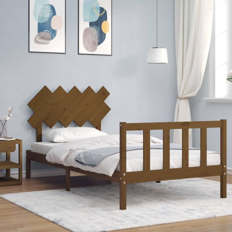 vidaXL Massivholzbett mit Kopfteil Honigbraun 100x200 cm vidaXL Massivholzbett mit Kopfteil Honigbraun 100x200 cm