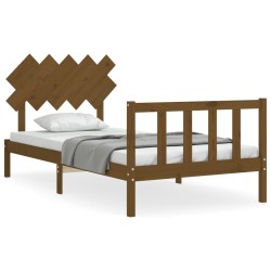 vidaXL Massivholzbett mit Kopfteil Honigbraun 100x200 cm
