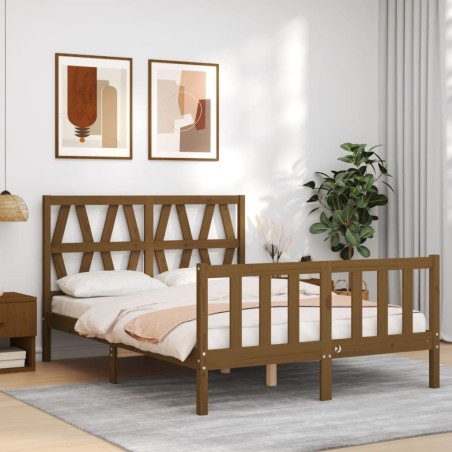 vidaXL Massivholzbett mit Kopfteil Honigbraun 120x200 cm