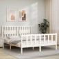 vidaXL Massivholzbett mit Kopfteil Weiß 160x200 cm vidaXL Massivholzbett mit Kopfteil Weiß 160x200 cm