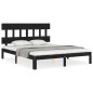 vidaXL Massivholzbett mit Kopfteil Schwarz 160x200 cm vidaXL Massivholzbett mit Kopfteil Schwarz 160x200 cm