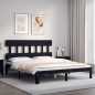 vidaXL Massivholzbett mit Kopfteil Schwarz 160x200 cm vidaXL Massivholzbett mit Kopfteil Schwarz 160x200 cm