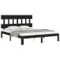 vidaXL Massivholzbett mit Kopfteil Schwarz 160x200 cm vidaXL Massivholzbett mit Kopfteil Schwarz 160x200 cm