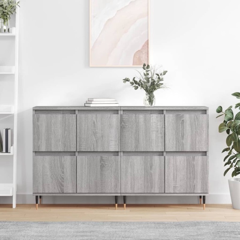 vidaXL Sideboards 2 Stk. Grau Sonoma Holzwerkstoff vidaXL Sideboards 2 Stk. Grau Sonoma Holzwerkstoff