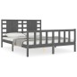 vidaXL Massivholzbett mit Kopfteil Grau 160x200 cm vidaXL Massivholzbett mit Kopfteil Grau 160x200 cm