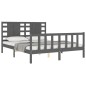 vidaXL Massivholzbett mit Kopfteil Grau 160x200 cm vidaXL Massivholzbett mit Kopfteil Grau 160x200 cm