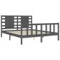 vidaXL Massivholzbett mit Kopfteil Grau 160x200 cm vidaXL Massivholzbett mit Kopfteil Grau 160x200 cm