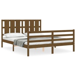 vidaXL Massivholzbett mit Kopfteil Honigbraun 160x200 cm