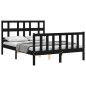 vidaXL Massivholzbett mit Kopfteil Schwarz 140x190 cm vidaXL Massivholzbett mit Kopfteil Schwarz 140x190 cm