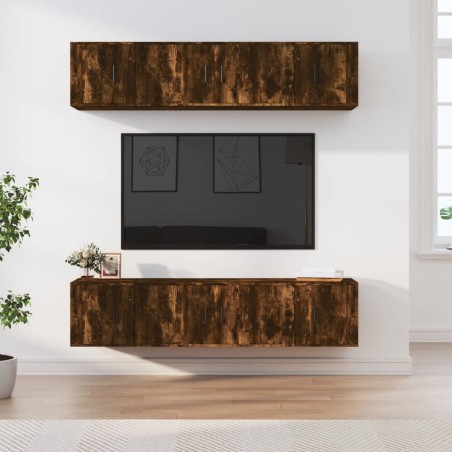 vidaXL 6-tlg. TV-Schrank-Set Räuchereiche Holzwerkstoff