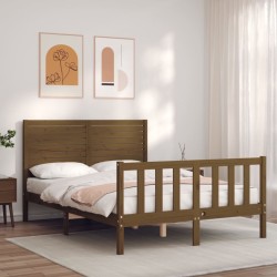 vidaXL Massivholzbett mit Kopfteil Honigbraun 140x200 cm