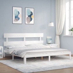 vidaXL Massivholzbett mit Kopfteil Weiß 200x200 cm