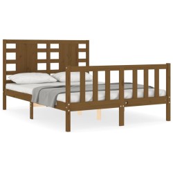 vidaXL Massivholzbett mit Kopfteil Honigbraun 140x200 cm