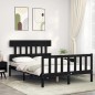 vidaXL Massivholzbett mit Kopfteil Schwarz 140x190 cm vidaXL Massivholzbett mit Kopfteil Schwarz 140x190 cm