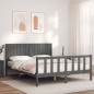 vidaXL Massivholzbett mit Kopfteil Grau 160x200 cm vidaXL Massivholzbett mit Kopfteil Grau 160x200 cm