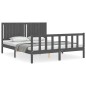 vidaXL Massivholzbett mit Kopfteil Grau 160x200 cm vidaXL Massivholzbett mit Kopfteil Grau 160x200 cm