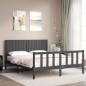 vidaXL Massivholzbett mit Kopfteil Grau 160x200 cm vidaXL Massivholzbett mit Kopfteil Grau 160x200 cm