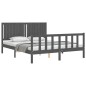 vidaXL Massivholzbett mit Kopfteil Grau 160x200 cm vidaXL Massivholzbett mit Kopfteil Grau 160x200 cm