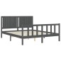 vidaXL Massivholzbett mit Kopfteil Grau 160x200 cm vidaXL Massivholzbett mit Kopfteil Grau 160x200 cm