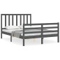 vidaXL Massivholzbett mit Kopfteil Grau 140x190 cm vidaXL Massivholzbett mit Kopfteil Grau 140x190 cm