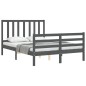 vidaXL Massivholzbett mit Kopfteil Grau 140x190 cm vidaXL Massivholzbett mit Kopfteil Grau 140x190 cm