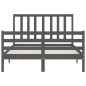 vidaXL Massivholzbett mit Kopfteil Grau 140x190 cm vidaXL Massivholzbett mit Kopfteil Grau 140x190 cm