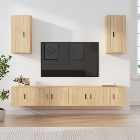 vidaXL 6-tlg. TV-Schrank-Set Sonoma-Eiche Holzwerkstoff