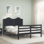 vidaXL Massivholzbett mit Kopfteil Schwarz 140x190 cm vidaXL Massivholzbett mit Kopfteil Schwarz 140x190 cm