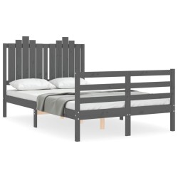 vidaXL Massivholzbett mit Kopfteil Grau 120x200 cm