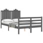 vidaXL Massivholzbett mit Kopfteil Grau 120x200 cm vidaXL Massivholzbett mit Kopfteil Grau 120x200 cm