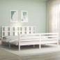 vidaXL Massivholzbett mit Kopfteil Weiß 200x200 cm vidaXL Massivholzbett mit Kopfteil Weiß 200x200 cm