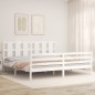 vidaXL Massivholzbett mit Kopfteil Weiß 200x200 cm vidaXL Massivholzbett mit Kopfteil Weiß 200x200 cm