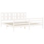 vidaXL Massivholzbett mit Kopfteil Weiß 200x200 cm vidaXL Massivholzbett mit Kopfteil Weiß 200x200 cm