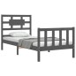 vidaXL Massivholzbett mit Kopfteil Grau 90x200 cm