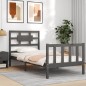 vidaXL Massivholzbett mit Kopfteil Grau 90x200 cm