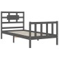 vidaXL Massivholzbett mit Kopfteil Grau 90x200 cm