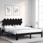 vidaXL Massivholzbett mit Kopfteil Schwarz vidaXL Massivholzbett mit Kopfteil Schwarz