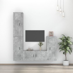 vidaXL 4-tlg. TV-Schrank-Set Betongrau Holzwerkstoff