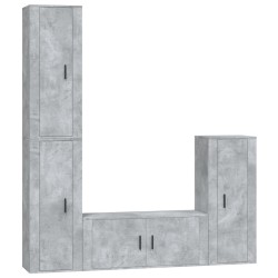 vidaXL 4-tlg. TV-Schrank-Set Betongrau Holzwerkstoff