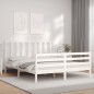 vidaXL Massivholzbett mit Kopfteil Weiß vidaXL Massivholzbett mit Kopfteil Weiß
