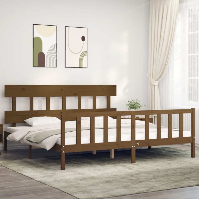 vidaXL Massivholzbett mit Kopfteil Honigbraun 200x200 cm vidaXL Massivholzbett mit Kopfteil Honigbraun 200x200 cm