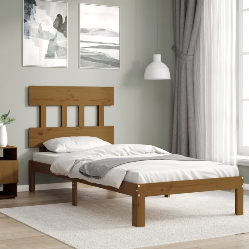 vidaXL Massivholzbett mit Kopfteil Honigbraun 90x200 cm vidaXL Massivholzbett mit Kopfteil Honigbraun 90x200 cm