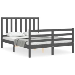vidaXL Massivholzbett mit Kopfteil Grau 120x200 cm