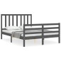vidaXL Massivholzbett mit Kopfteil Grau 120x200 cm vidaXL Massivholzbett mit Kopfteil Grau 120x200 cm