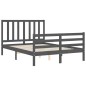 vidaXL Massivholzbett mit Kopfteil Grau 120x200 cm vidaXL Massivholzbett mit Kopfteil Grau 120x200 cm