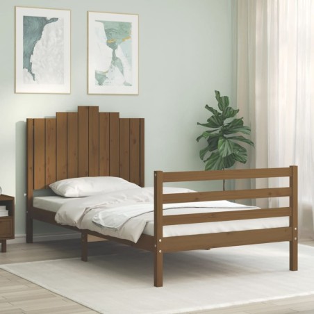 vidaXL Massivholzbett mit Kopfteil Honigbraun 100x200 cm